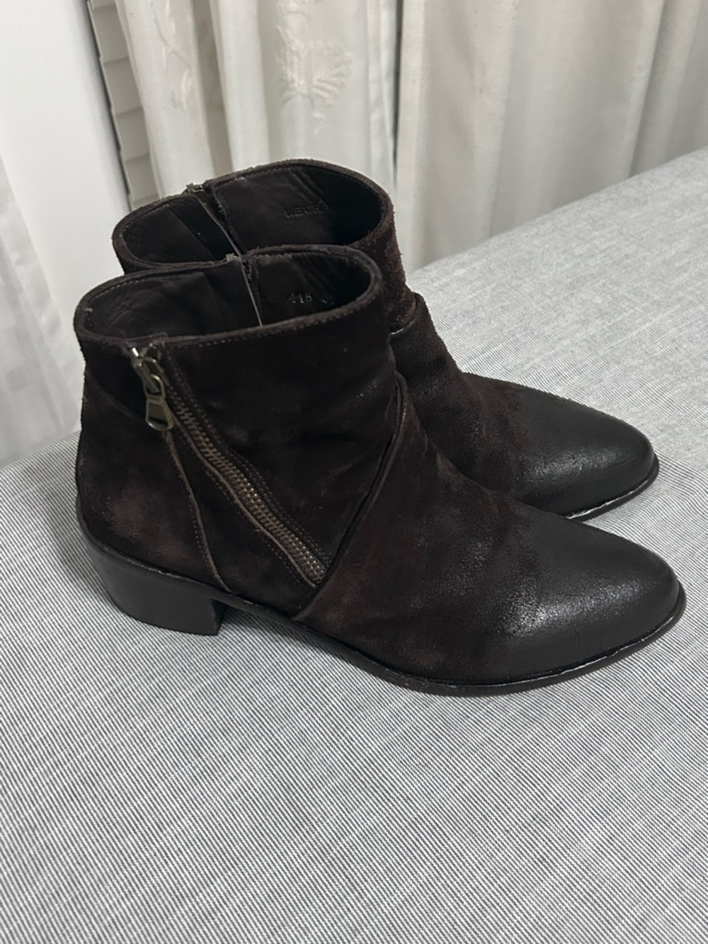Ron White Lucia Antiqued Distressed Suede Boot Brown Womens 39.5